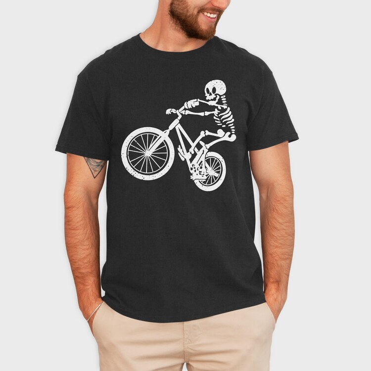 Skeleton Biker Skull Bike Silhouette, Tricou Barbati (Unisex)