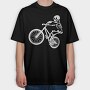 Skeleton Biker Skull Bike Silhouette, Tricou Oversize Barbati (Unisex)