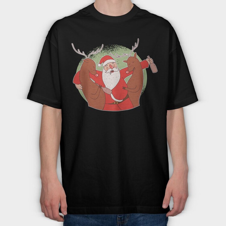 Drunk Santa, Tricou Oversize Barbati (Unisex)