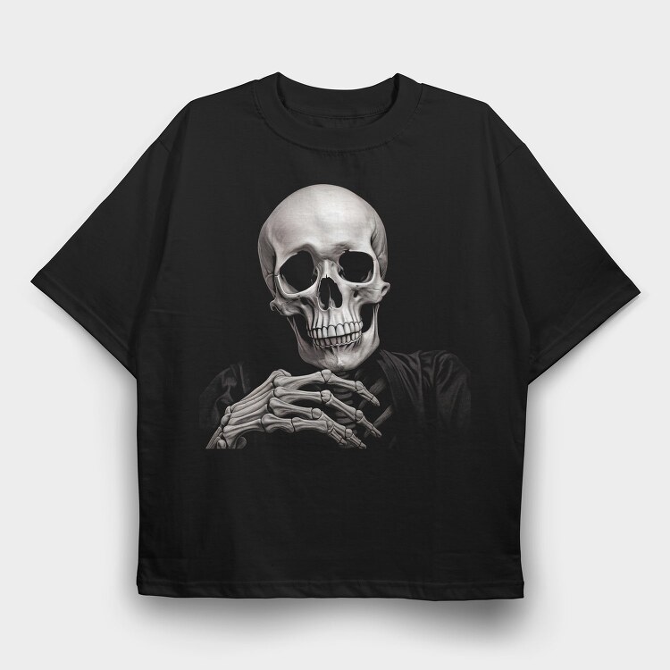 Skeleton Character Thinking, Tricou Oversize Barbati (Unisex)