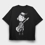 Character Holding Guitar Punk, Tricou Oversize Barbati (Unisex)