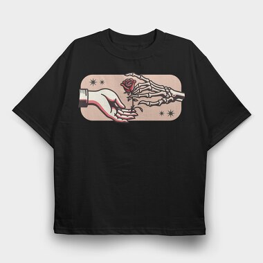 Hands And Rose, Tricou Oversize Barbati (Unisex)