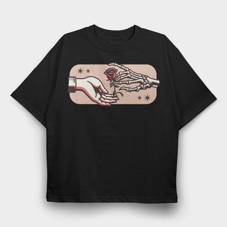 Hands And Rose, Tricou Oversize Barbati (Unisex)