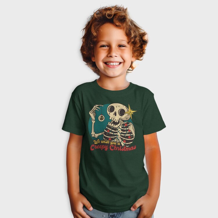 Skeleton Christmas Creepy Cartoon, Tricou Copii