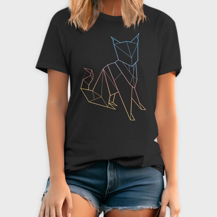 Polygonal Cat Rainbow Gradient, Tricou Barbati (Unisex)