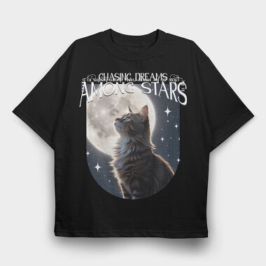 Chasing Dreams Among The Stars Cat Trend, Tricou Oversize Barbati (Unisex)