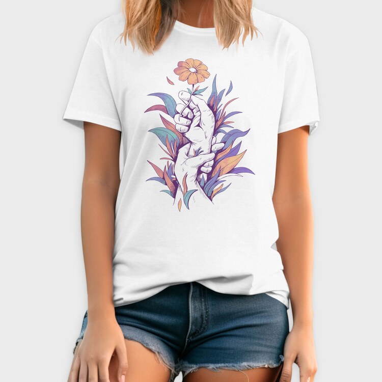 Hands Holding A Flower Plants, Tricou Barbati (Unisex)