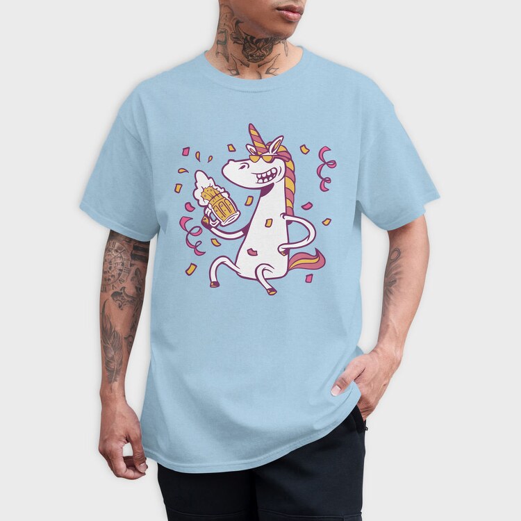 Drunk Unicorn With Beer Bachelor, Tricou Barbati (Unisex)
