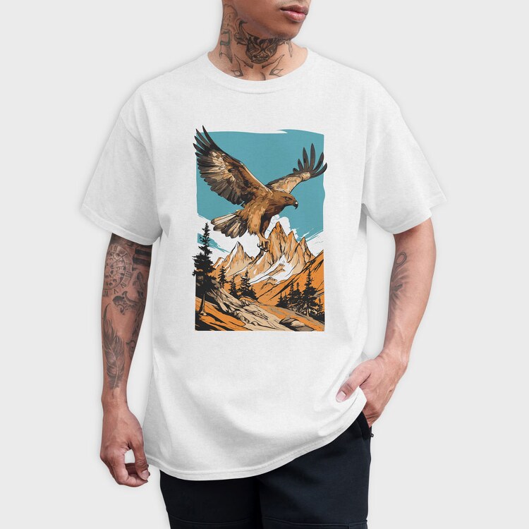 Steppe Eagle Flying, Tricou Barbati (Unisex)