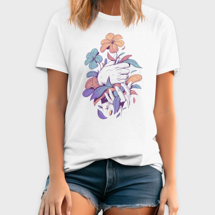 Hands Holding Flowers And Leaves Plants 03, Tricou Barbati (Unisex)