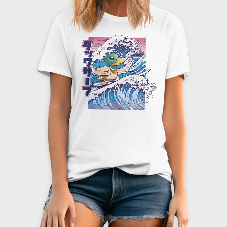 Duck Surfing Surf Vaporwave, Tricou Barbati (Unisex)
