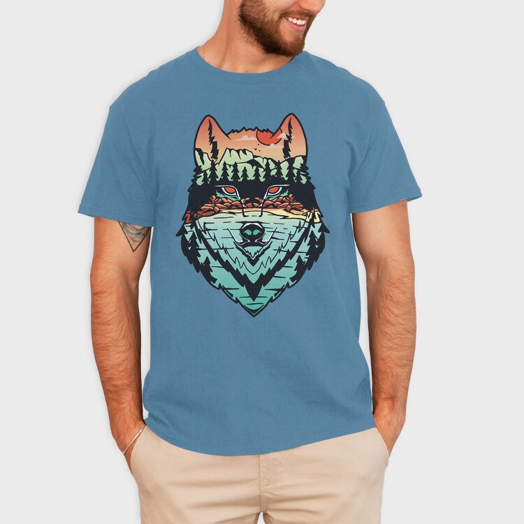 Hand Draw Landscape Wolf, Tricou Barbati (Unisex)