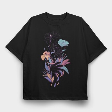 Hands With Flowers And Leaves Plants, Tricou Oversize Barbati (Unisex)