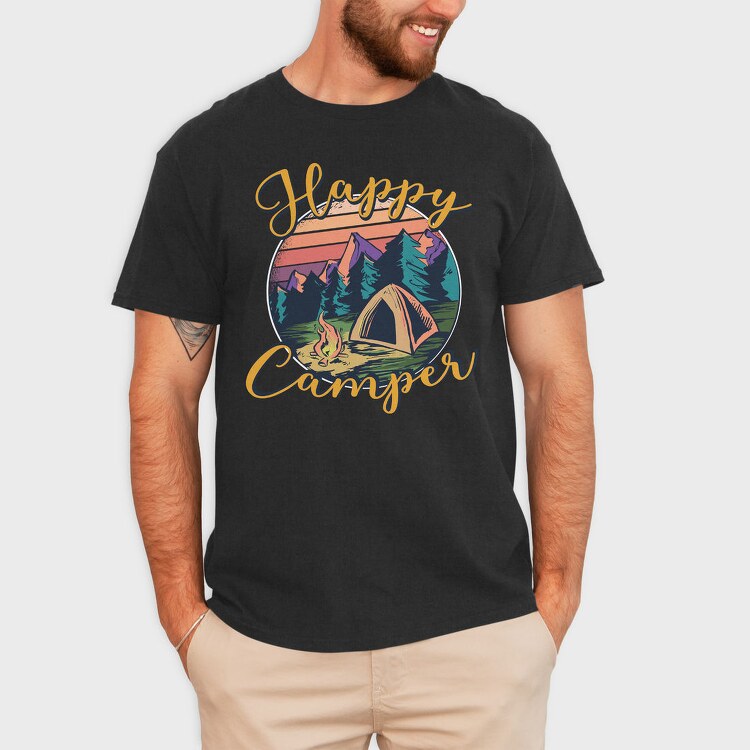 Happy Camper Lettering Only Request, Tricou Barbati (Unisex)
