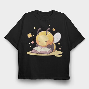 Bee Reading Cute, Tricou Oversize Barbati (Unisex)