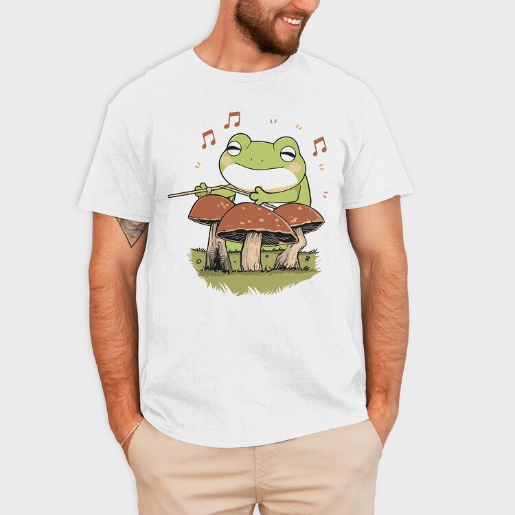 Frog Playing Drums Mushroom, Tricou Barbati (Unisex)