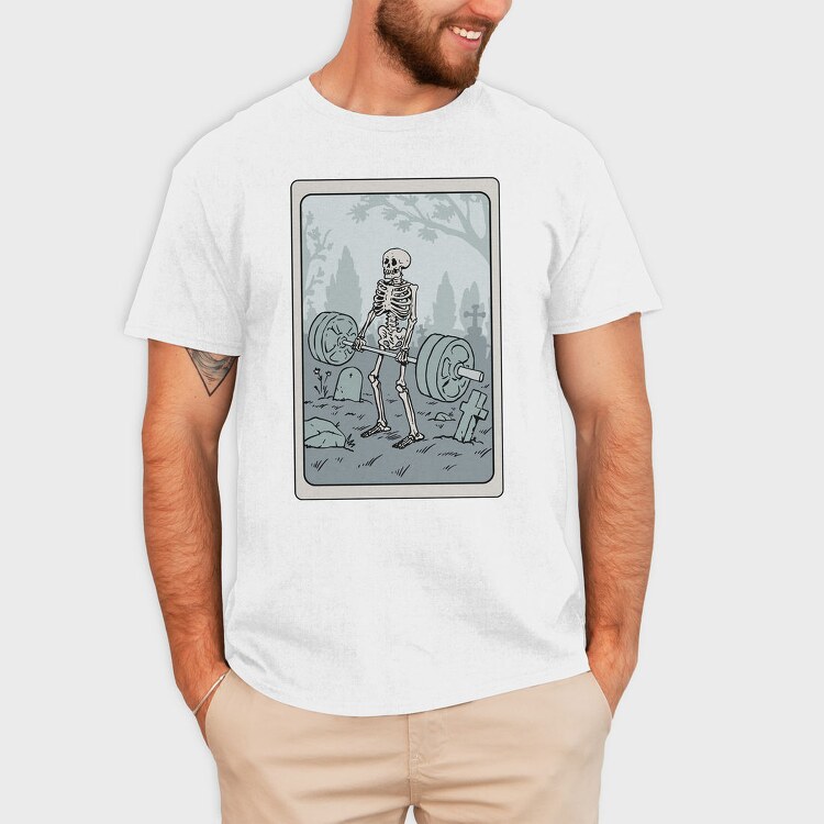 Skeleton Gym Deadlifting Humor, Tricou Barbati (Unisex)
