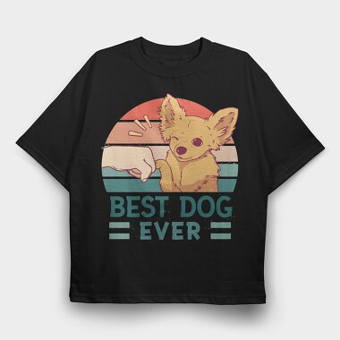 Dog And Human Retro Sunset Best Ever, Tricou Oversize Barbati (Unisex)