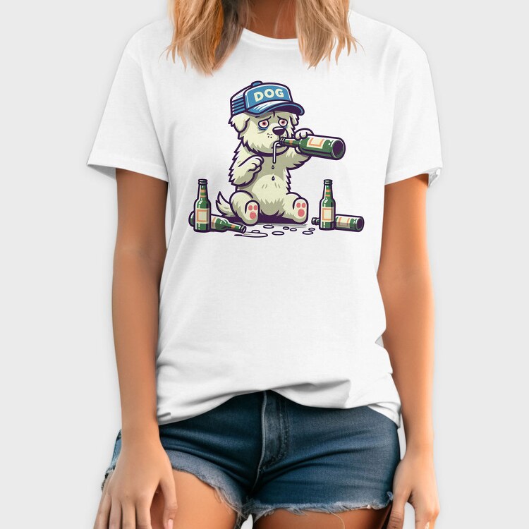 Dog Drinking Beer, Tricou Barbati (Unisex)