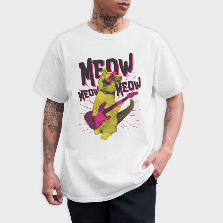 Meow Cat Rocker, Tricou Barbati (Unisex)