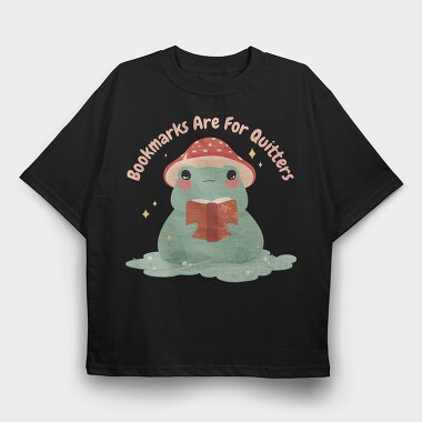 Frog Reading Book Cute, Tricou Oversize Barbati (Unisex)