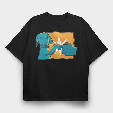 Dog Fist Bump Like Bro, Tricou Oversize Barbati (Unisex)