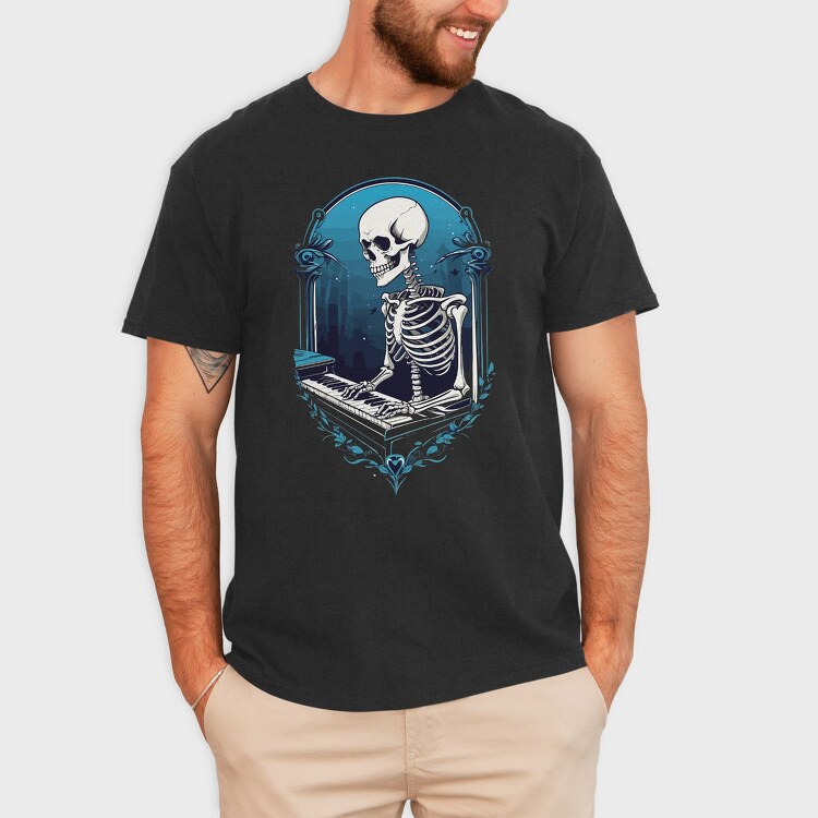 Skeleton Pianist Piano, Tricou Barbati (Unisex)