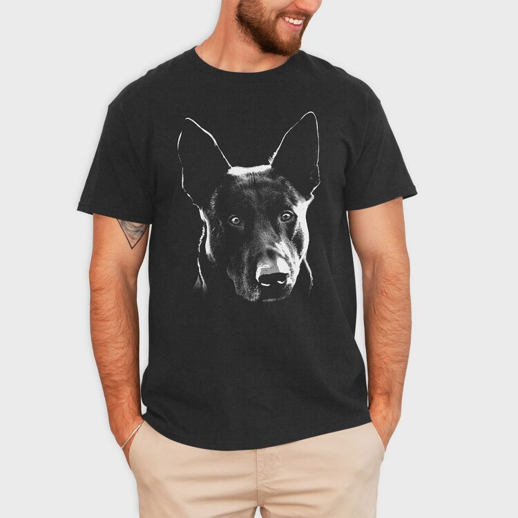 Dog Hollandse Herdershond Monochrome, Tricou Barbati (Unisex)