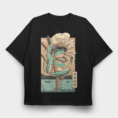 Frog Samurai Japanese Chill Traditional, Tricou Oversize Barbati (Unisex)