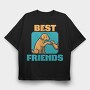 Dog Human Friendship Best Friends, Tricou Oversize Barbati (Unisex)