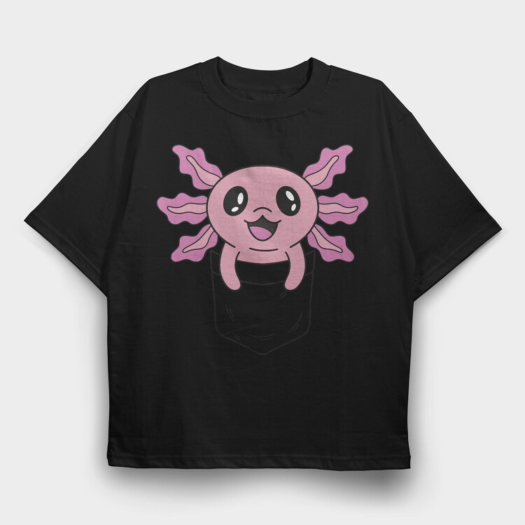 Happy Pocket Axolotl Animal, Tricou Oversize Barbati (Unisex)
