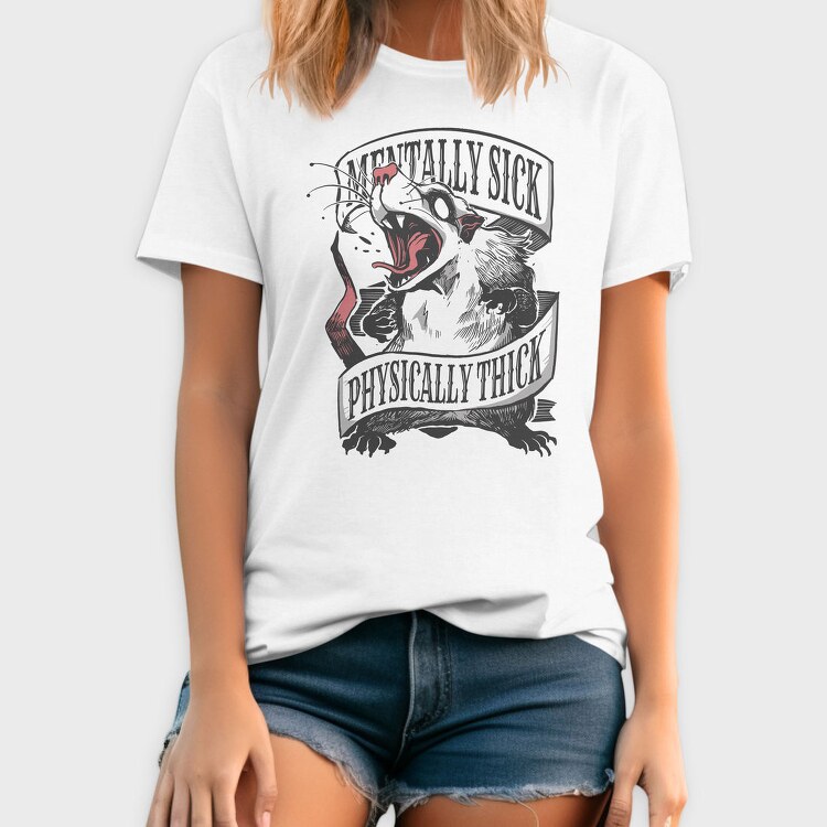 Possum Wild Animal Crazy Badge, Tricou Barbati (Unisex)