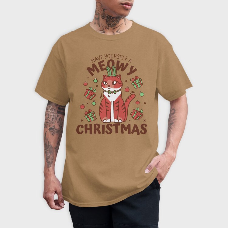 Meowy Christmas, Tricou Barbati (Unisex)