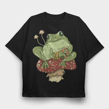 Froggy Mushroom, Tricou Oversize Barbati (Unisex)