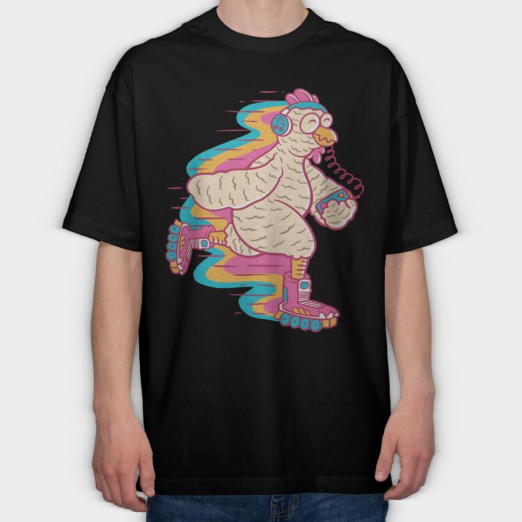 Chicken Roller Skating Rollers, Tricou Oversize Barbati (Unisex)