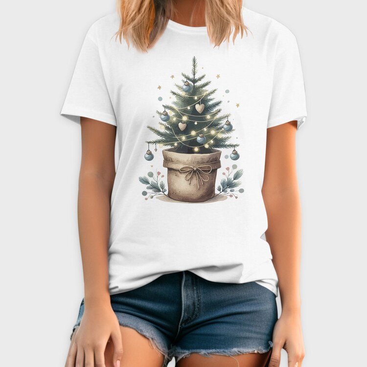 Potted Christmas Tree Tote, Tricou Barbati (Unisex)