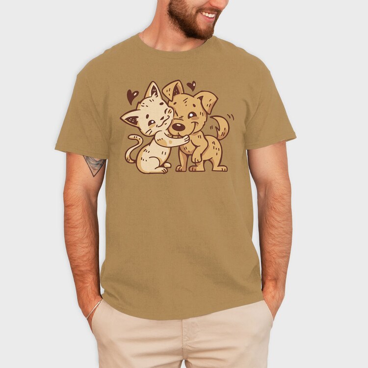 Cat Dog Hug, Tricou Barbati (Unisex)