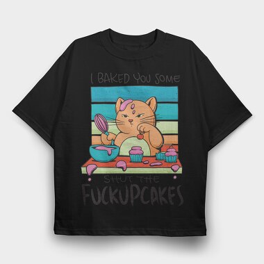 Cupcake Cat, Tricou Oversize Barbati (Unisex)