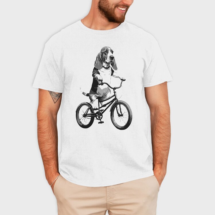 Dog on Bike, Tricou Barbati (Unisex)