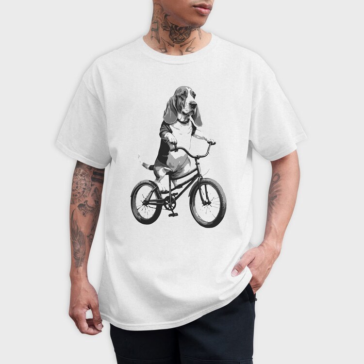 Dog on Bike, Tricou Barbati (Unisex)