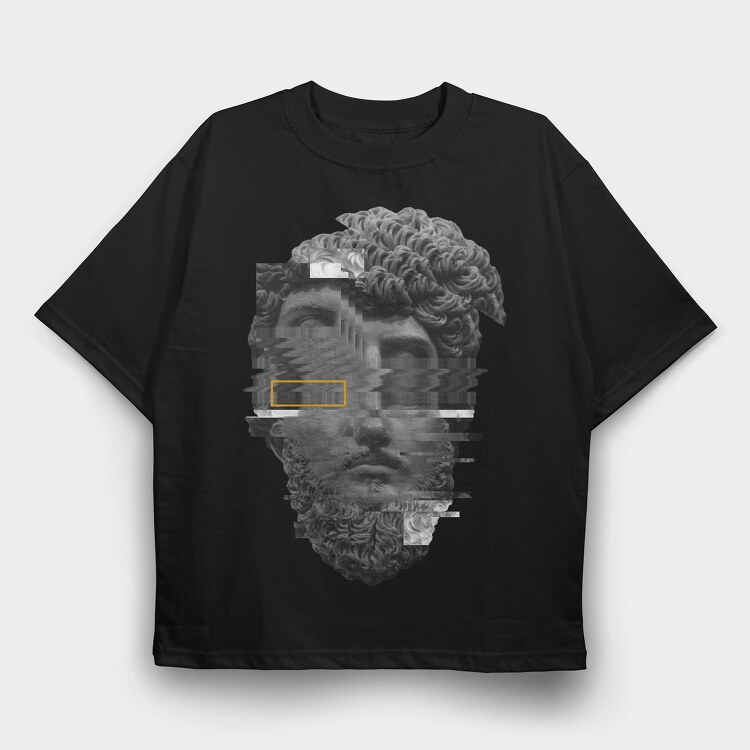 Frontal Glitched Statue Glitch 5, Tricou Oversize Barbati (Unisex)