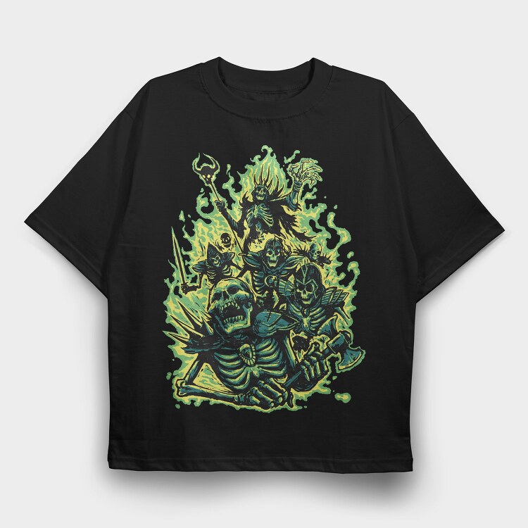 Skeleton Warriors Necromancer, Tricou Oversize Barbati (Unisex)