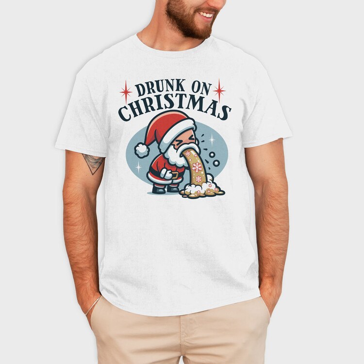 Funny Drunk Santa Claus On Christmas, Tricou Barbati (Unisex)