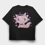 Cute Axolotl Playing Videogames Gaming, Tricou Oversize Barbati (Unisex)