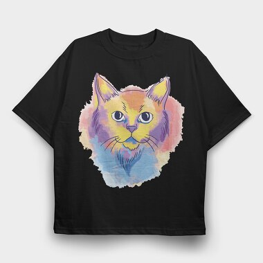 Watercolor Cat, Tricou Oversize Barbati (Unisex)