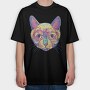 Watercolor Colorful Cat, Tricou Oversize Barbati (Unisex)