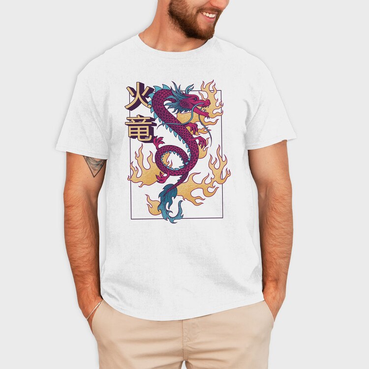 Chinese Dragon With Flames, Tricou Barbati (Unisex)