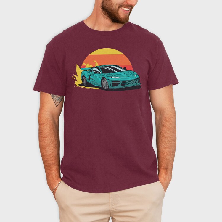 Racecar Retro Sunset, Tricou Barbati (Unisex)