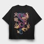 Chinese Dragon With Flames, Tricou Oversize Barbati (Unisex)