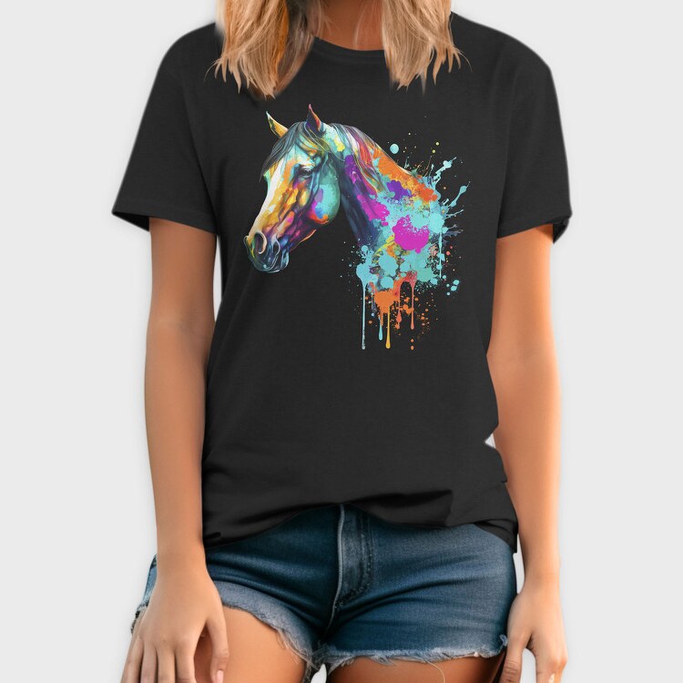 Watercolor Horse Head Drip, Tricou Barbati (Unisex)